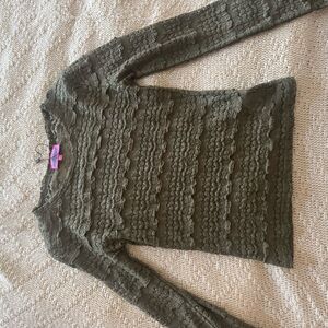 EDIKTED Olive Green Lace Long Sleeve Top